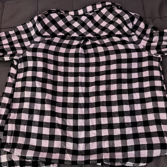 Black and white plaid button up long sleeve - Picture 2 of 2